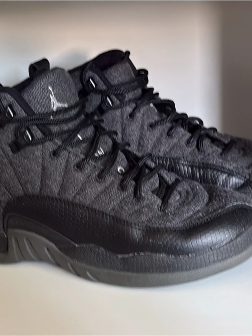 Jordan Black Wool-Textured High-Top Sneakers
